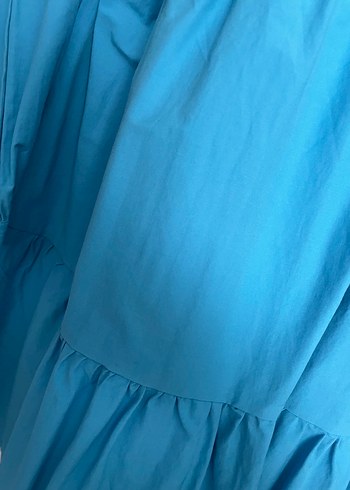 LC Waikiki Mavi V Yaka Mini Elbise - Görsel 5