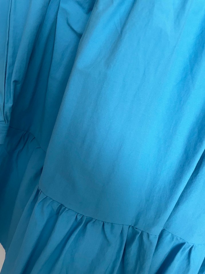 LC Waikiki Mavi V Yaka Mini Elbise - Görsel 5