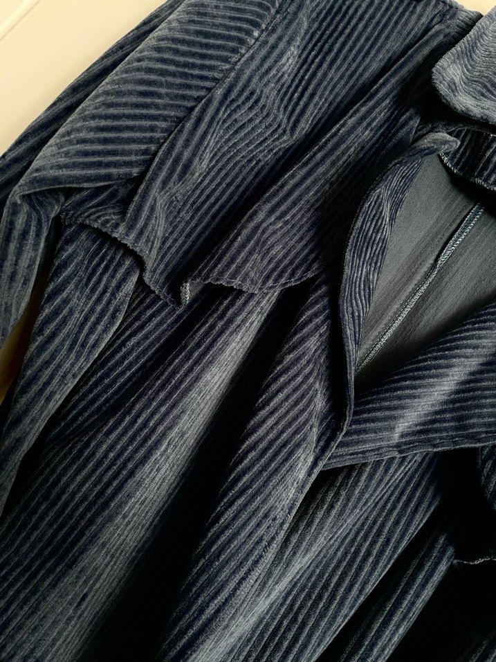 Düğmeli Mavi Kadın Uzun Kot Trençkot - Görsel 3