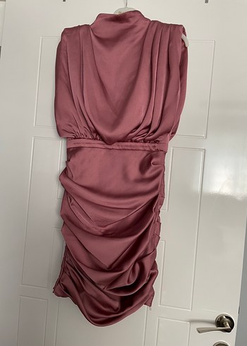 Abiyefon Bej Parlak Drapeli Mini Elbise - Görsel 2