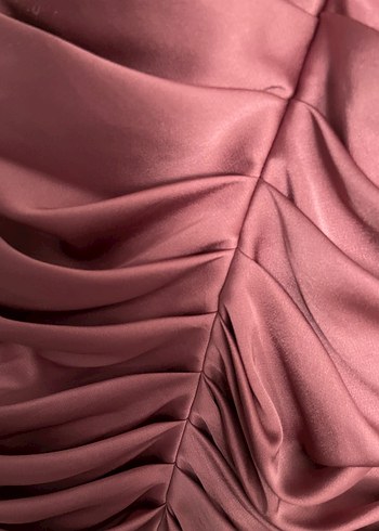 Abiyefon Bej Parlak Drapeli Mini Elbise - Görsel 4