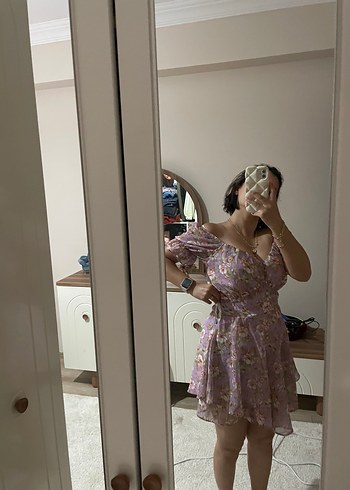 Diğer Mor Midi Bohem Elbise