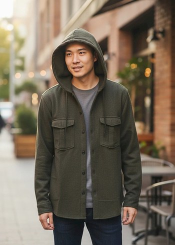 Yeni Sezon Haki Yeşil Düğmeli Ceket Sweatshirt - Görsel 2