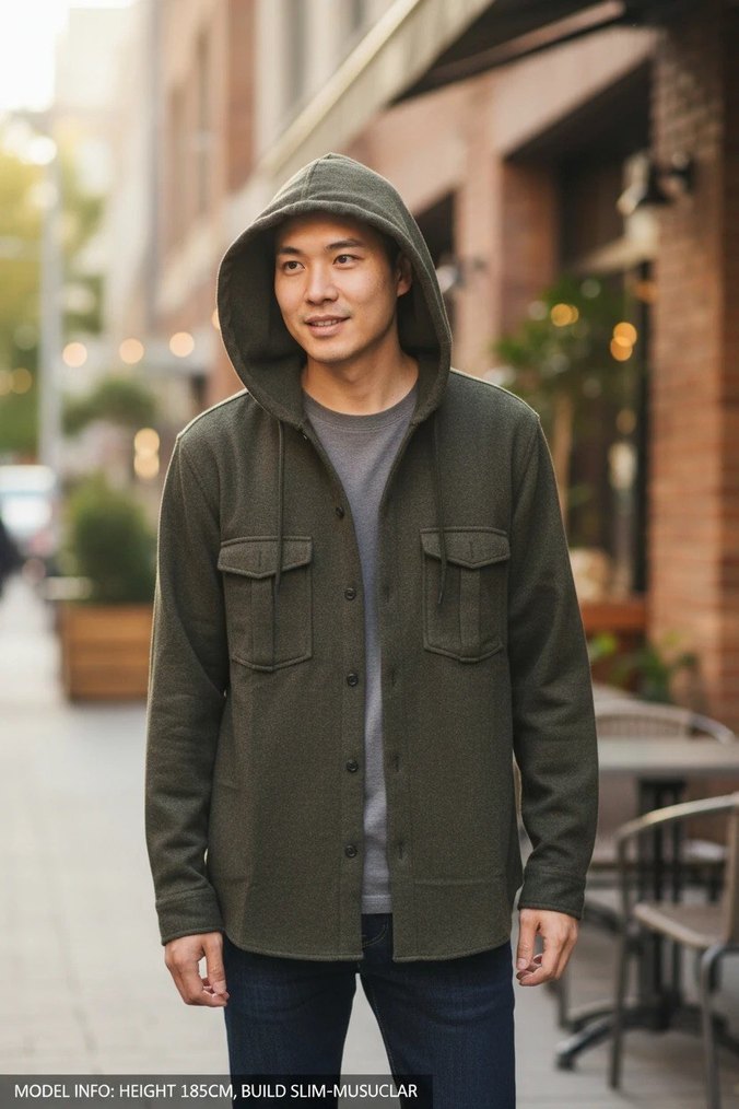 Yeni Sezon Haki Yeşil Düğmeli Ceket Sweatshirt - Görsel 2