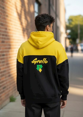 Grello Özel Tasarım Sarı-Siyah Blok Renkli Fermuarlı Hırka - Görsel 2