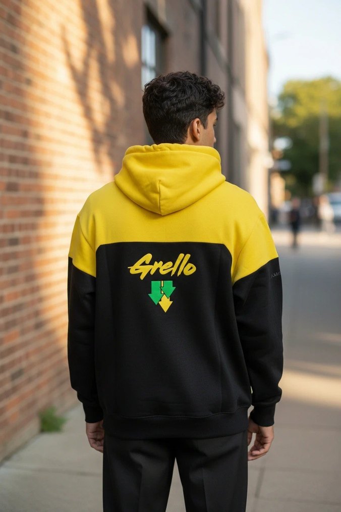 Grello Özel Tasarım Sarı-Siyah Blok Renkli Fermuarlı Hırka - Görsel 2