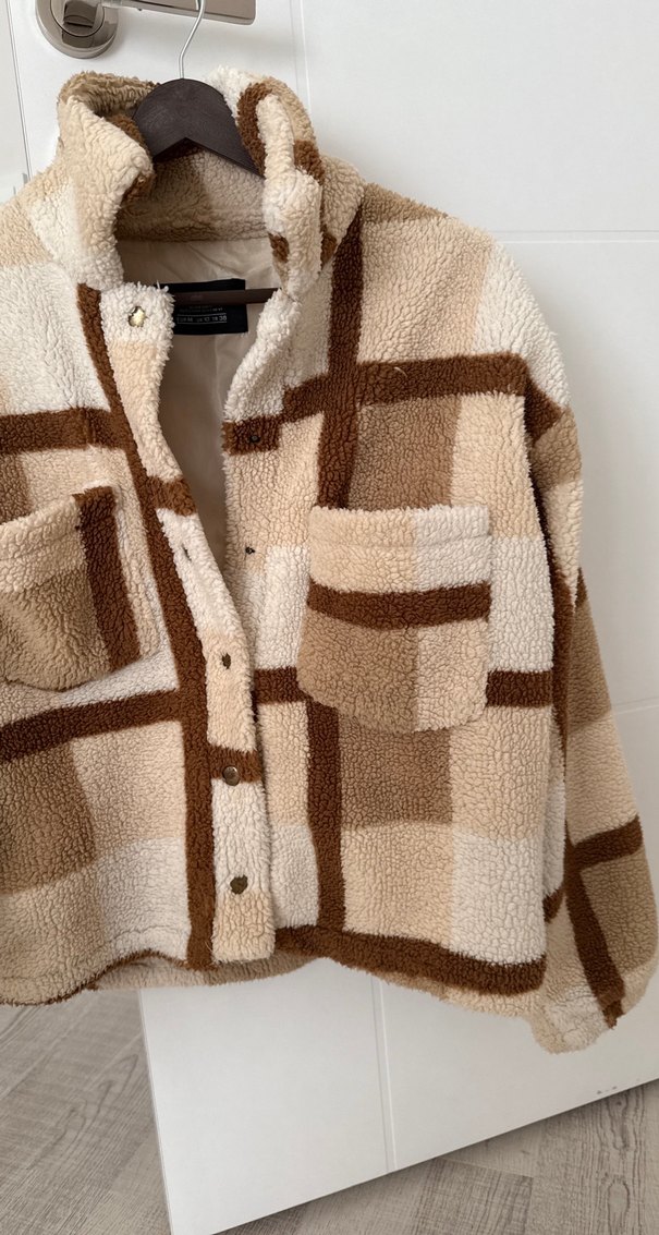 Düğmeli Kareli Kadın Midi Mont - Görsel 2