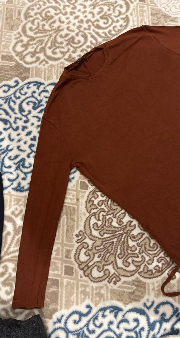 Erkek Kahverengi Keten Bisiklet Yaka Gömlek - Görsel 3