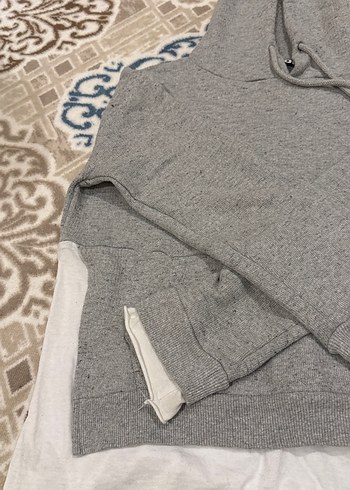 Gri Kapüşonlu Kadın Sweatshirt - Görsel 2