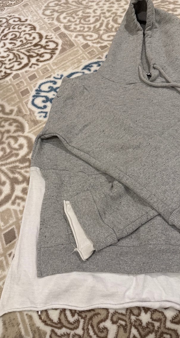 Gri Kapüşonlu Kadın Sweatshirt - Görsel 2