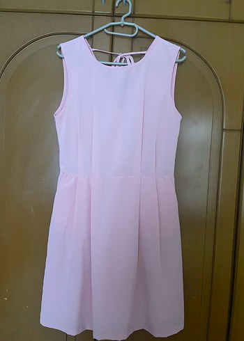 Pembe Midi Kolsuz Basic Elbise