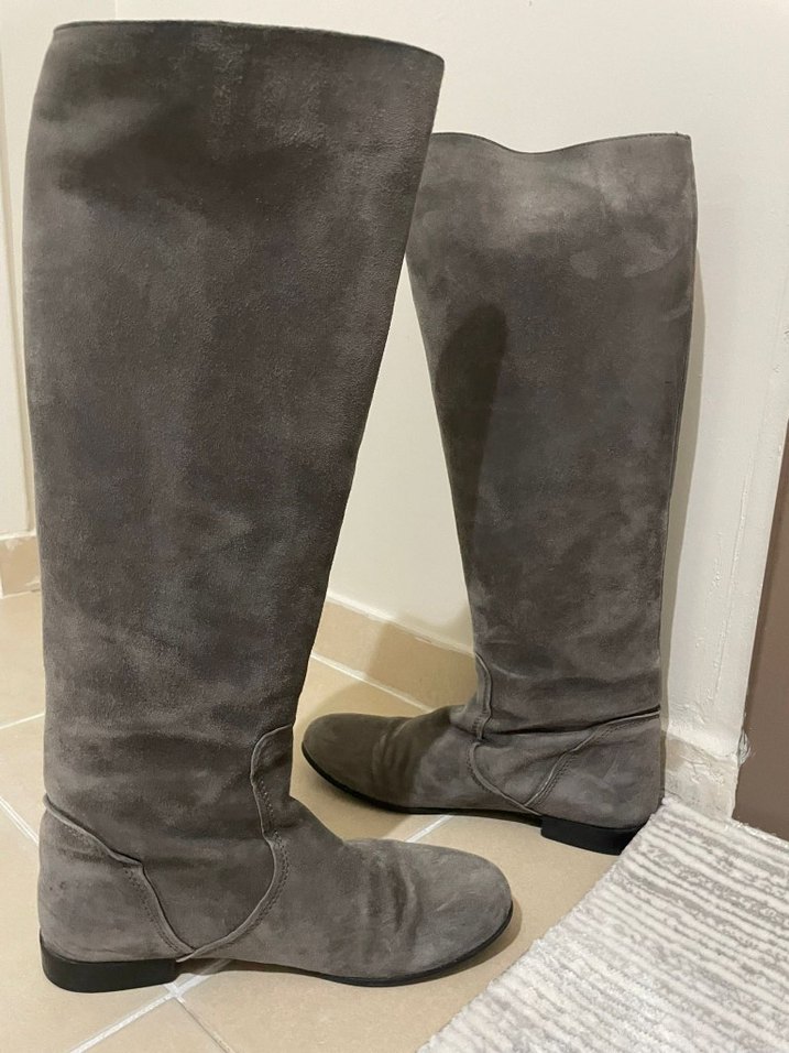Gri Süet Kadın Çizme - Görsel 2