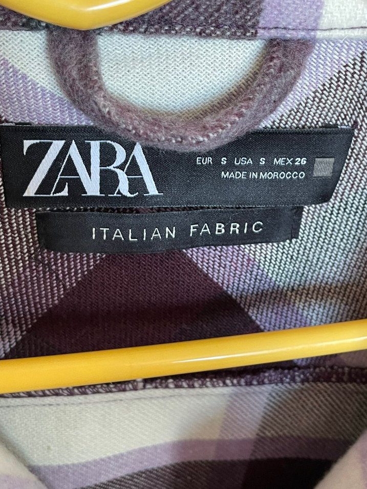 Zara Düğmeli Kadın Mor Ekose Ceket - Görsel 3