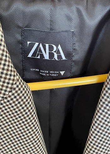 Kadın Gri Ekose Düğmeli Blazer Ceket - Görsel 4