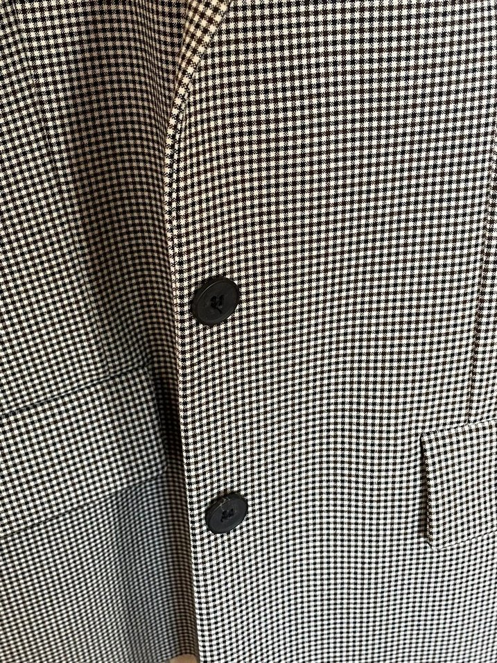 Kadın Gri Ekose Düğmeli Blazer Ceket - Görsel 3