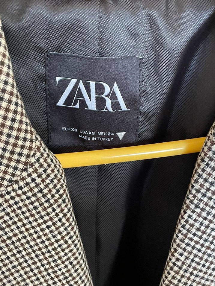 Kadın Gri Ekose Düğmeli Blazer Ceket - Görsel 4