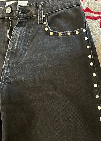 Siyah Düğmeli Kadın Kot Pantolon - Görsel 5