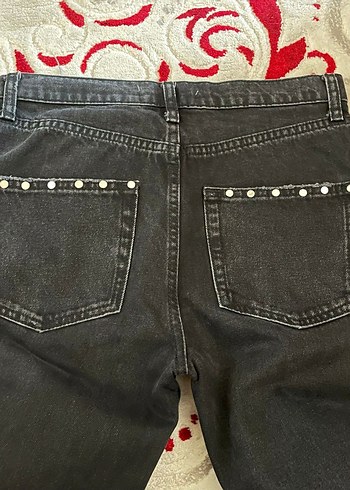 Siyah Düğmeli Kadın Kot Pantolon - Görsel 4