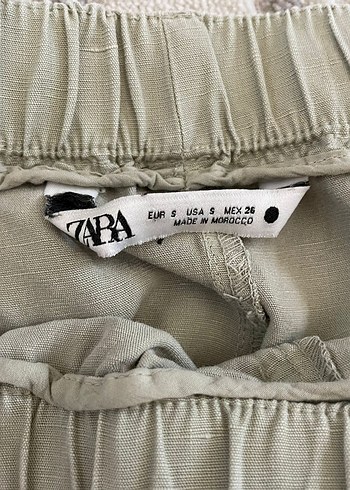 Su Yeşili Rahat Kesim Keten Kadın Pantolon - Görsel 3