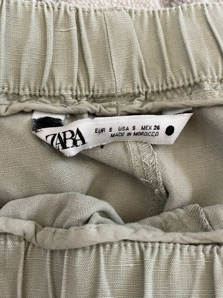 Su Yeşili Rahat Kesim Keten Kadın Pantolon - Görsel 3