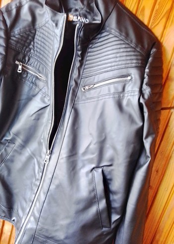 Delpino Siyah Deri Biker Ceket - Görsel 3