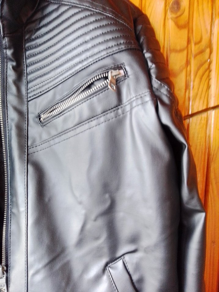 Delpino Siyah Deri Biker Ceket - Görsel 2