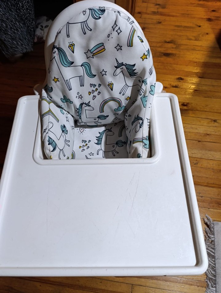 Renkli Unicorn Desenli Bebek Mama Sandalyesi - Görsel 2