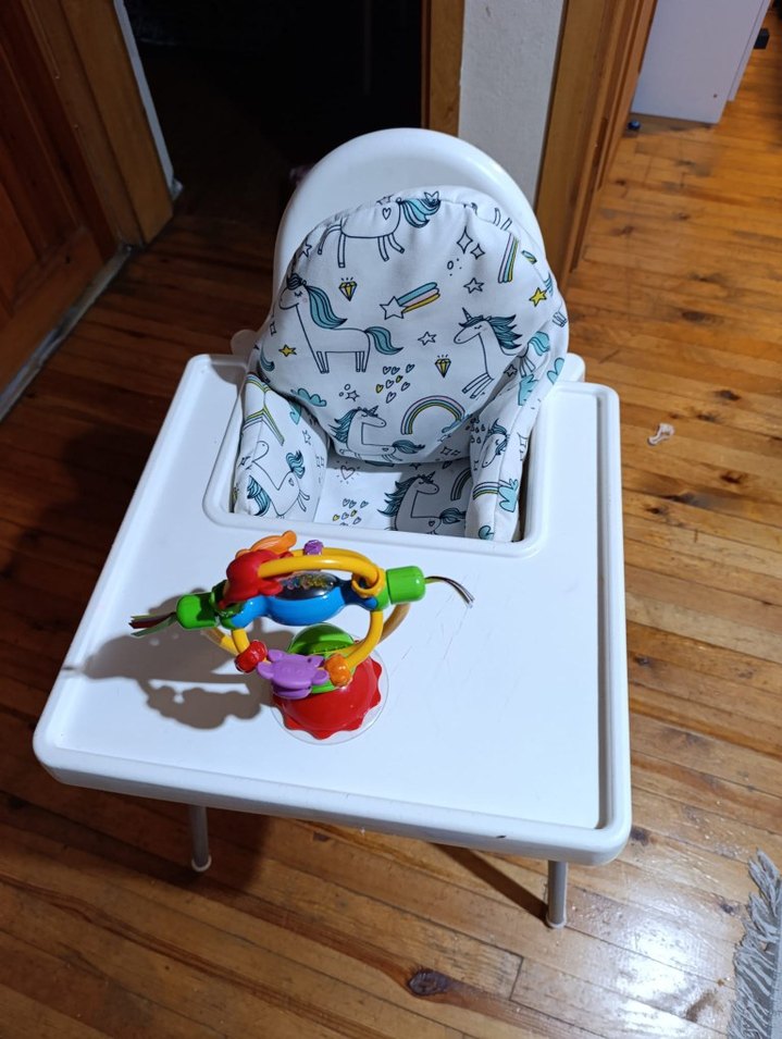 Renkli Unicorn Desenli Bebek Mama Sandalyesi - Görsel 4