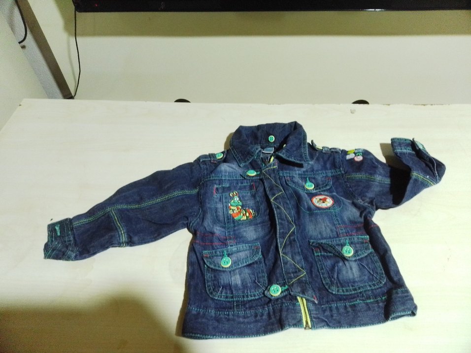 Nakışlı Renkli Kız Kot Ceket - Görsel 3