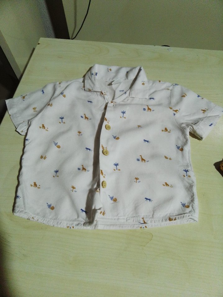 Erkek Bebek Kahverengi Keten Şortlu Gömlek Takımı - Görsel 3