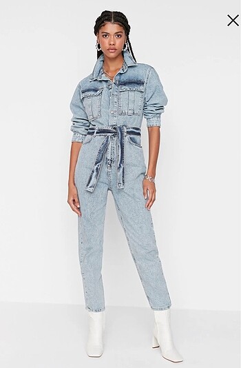 TrendyolMilla Kemerli Denim Tulum
