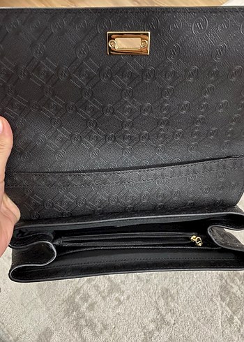 Vakko Vakko Monogram Altın Zincir Detaylı Deri Çanta