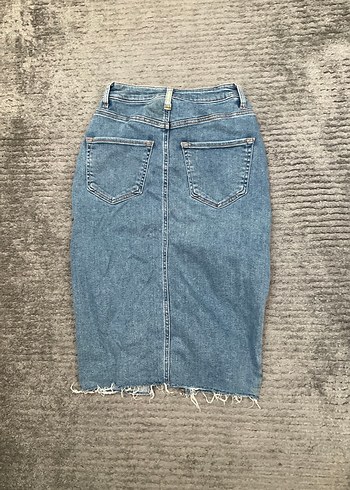 36 Beden Kadın Mavi Midi Denim Etek