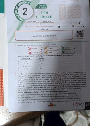 7. Sınıf Fen Bilimleri Haftalık Denemeler Kitabı - Görsel 4