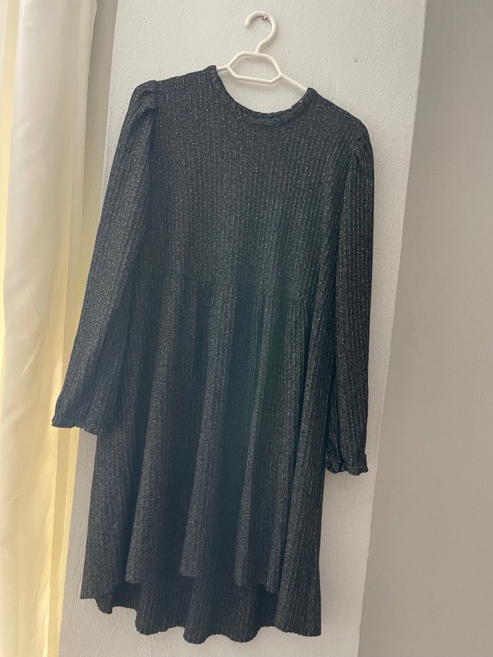 Gri Kadın Pilili Uzun Kollu Robalı Tunik - Görsel 2