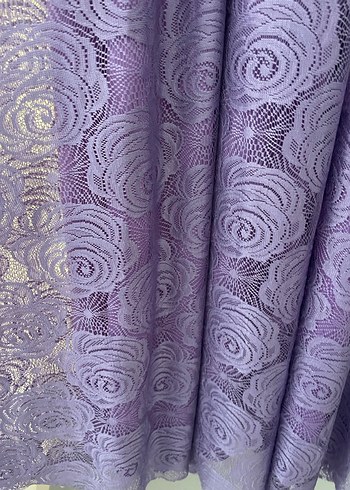 Mor Dantel Detaylı Uzun Elbise - Görsel 4