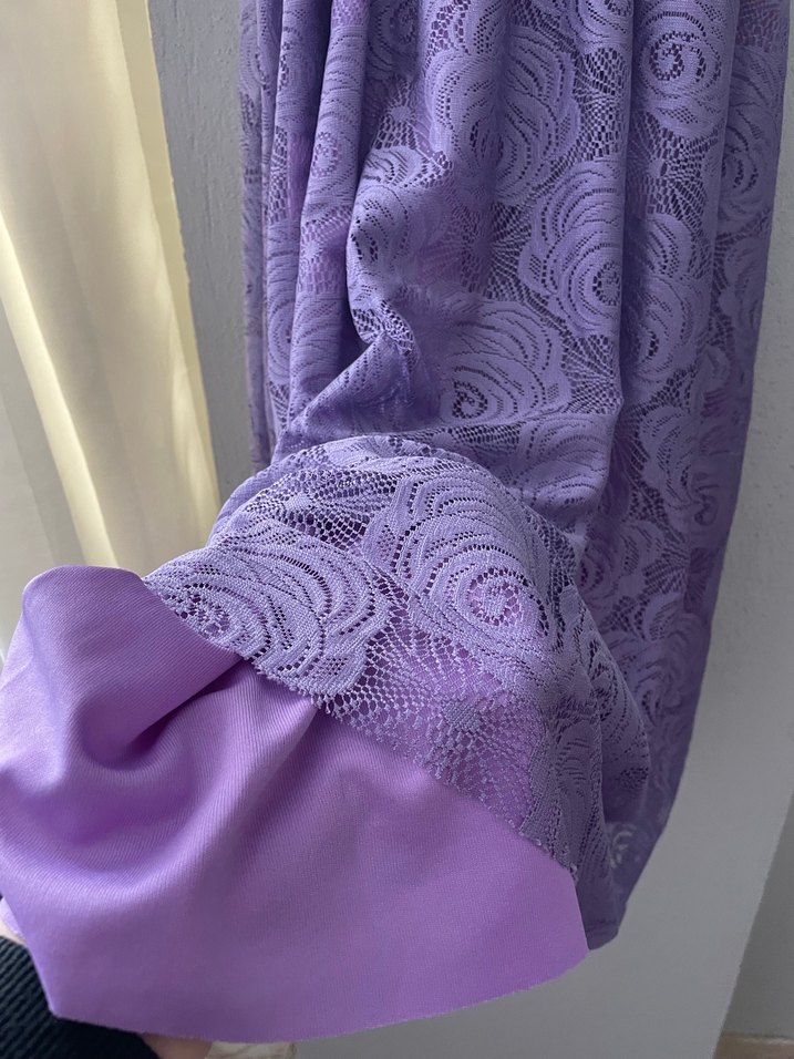 Mor Dantel Detaylı Uzun Elbise - Görsel 5