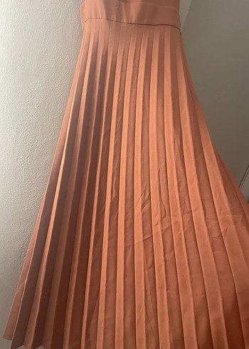 Kadın Kahverengi Pilili Uzun Jile - Görsel 2