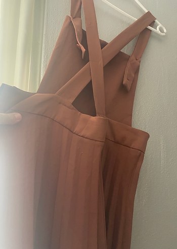 Kadın Kahverengi Pilili Uzun Jile - Görsel 5