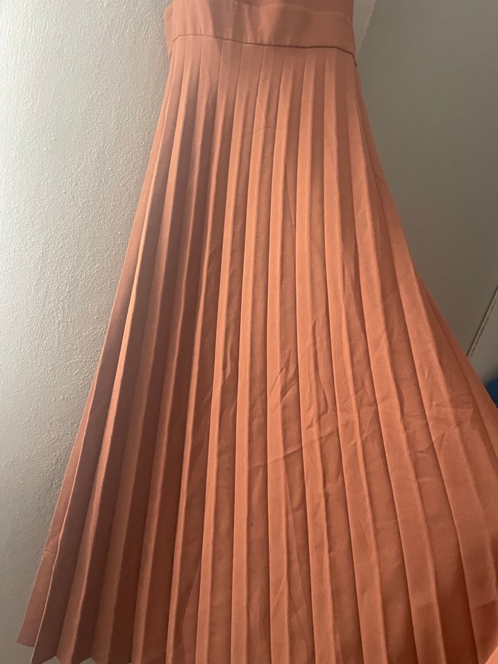 Kadın Kahverengi Pilili Uzun Jile - Görsel 2