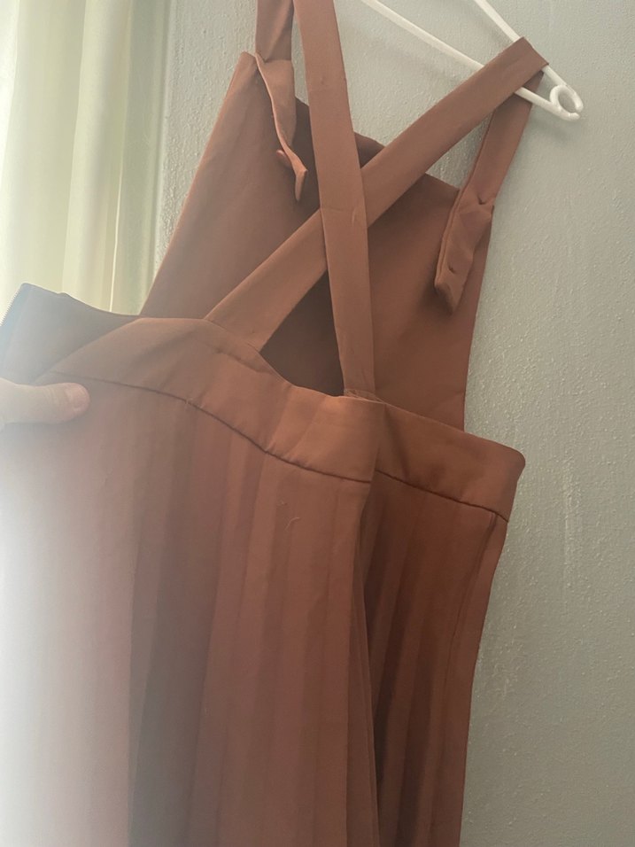 Kadın Kahverengi Pilili Uzun Jile - Görsel 5