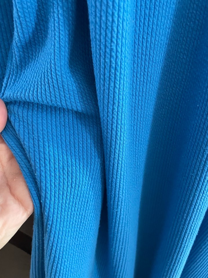 Mavi Uzun Kollu Rahat Kesim Elbise - Görsel 4