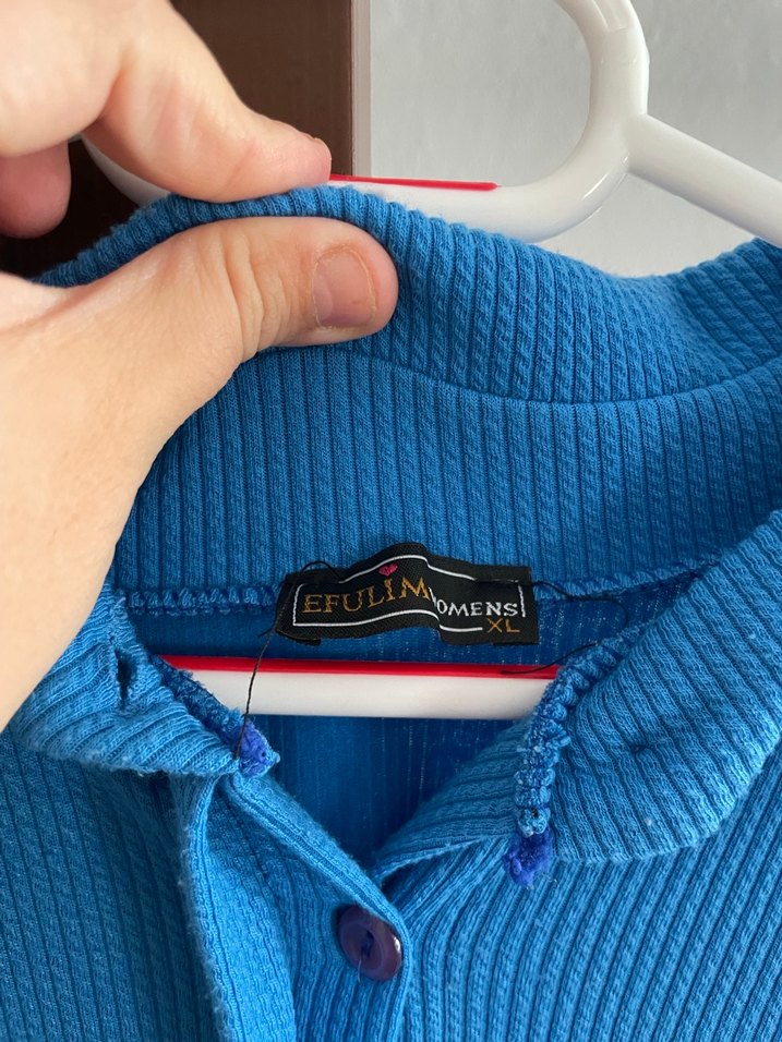 Mavi Uzun Kollu Rahat Kesim Elbise - Görsel 5