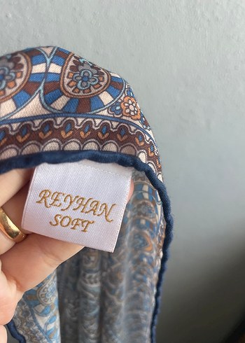 Koyu Mavi İpek Dokulu Bohem Kadın eşarp - Görsel 4