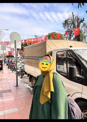 Yeşil Bürümcük Elbise - Görsel 6