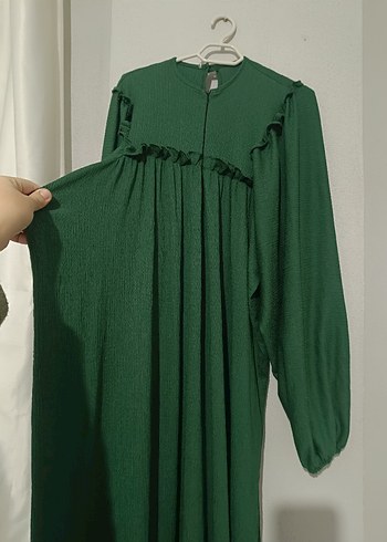 Yeşil Bürümcük Elbise - Görsel 2