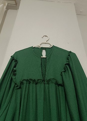 Yeşil Bürümcük Elbise - Görsel 3