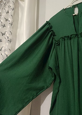 Yeşil Bürümcük Elbise - Görsel 4