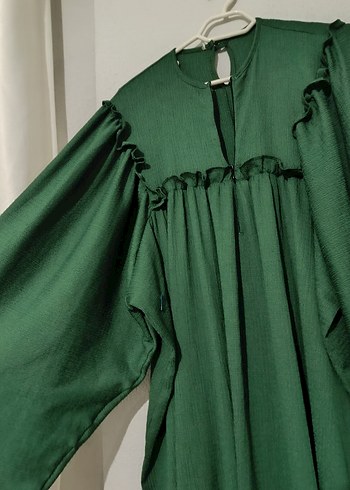 Yeşil Bürümcük Elbise - Görsel 5