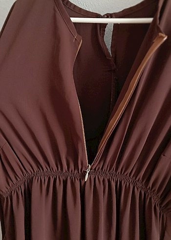 Uzun Kahverengi Bohem Kadın Elbise - Görsel 5